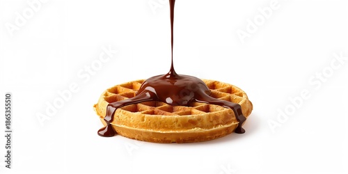 Chocolate-topped waffle ser...
