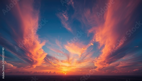 Serene sunset with colorful...