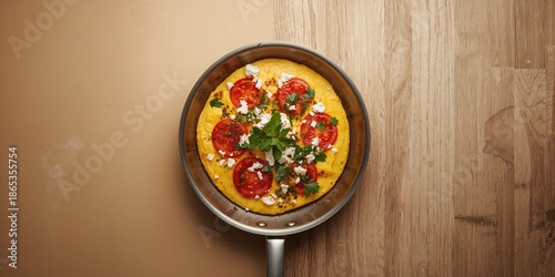 Cooked omelet featuring tom...