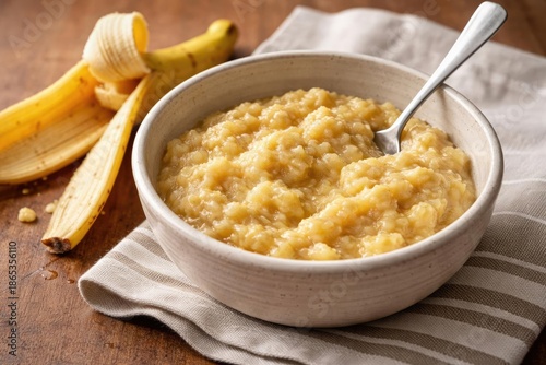 Homemade mashed banana in a...