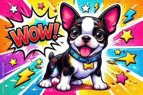 Animated Boston terrier pup...