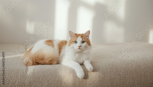 Adorable long-haired cat lo...