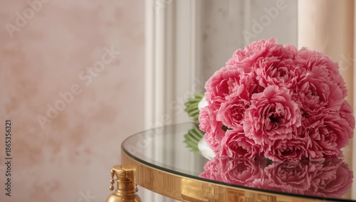 Pink carnations displayed o...