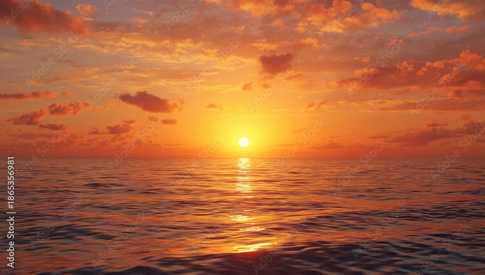 Fototapeta premium Golden tropical sunset casting warm light, suitable for nature-themed backdrops and visual layouts