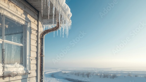 Rain gutter on a structure ...