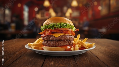 Hamburger with two beef pat...