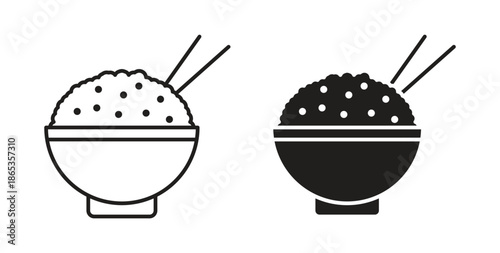 Rice bowl icons symbol. Simple, flat design for web or mobile app