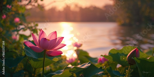 Water lily in bloom, used a...