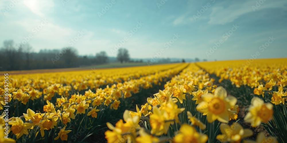Fototapeta premium Yellow daffodils in full bloom serving as a natural floral backdrop for outdoor events