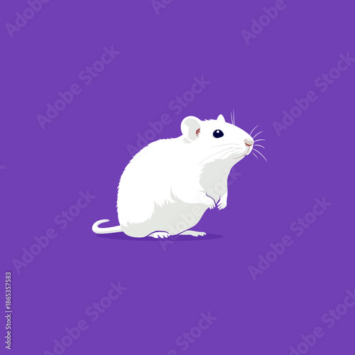 White mouse illustration on a vibrant purple background for versatile design uses