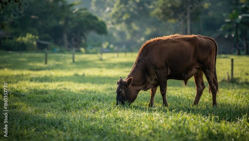 Small brown Bali cow restin...