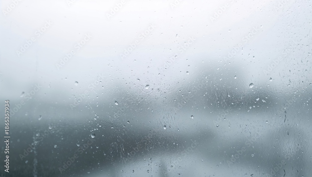 Obraz premium Condensation on glass from outdoor temperature contrast, highlighting insulation performance, winter season