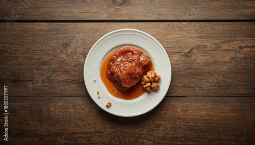 Spoonful of walnut jam on a...