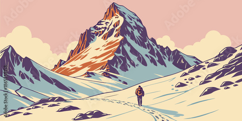 Snowy Mountain Peak at Sunrise