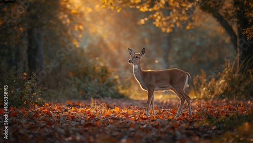European roe deer among tre...