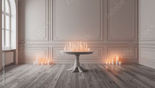 Interior with a white table...