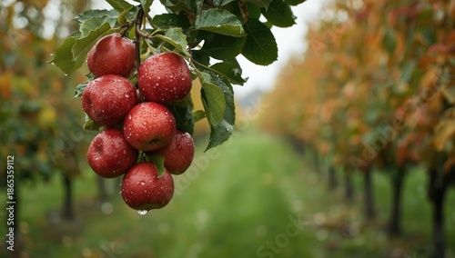 Cluster of fresh red apples...
