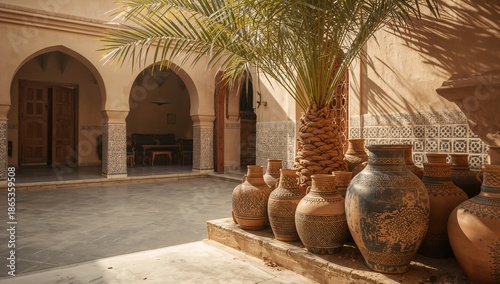 Old earthenware vases in a ...