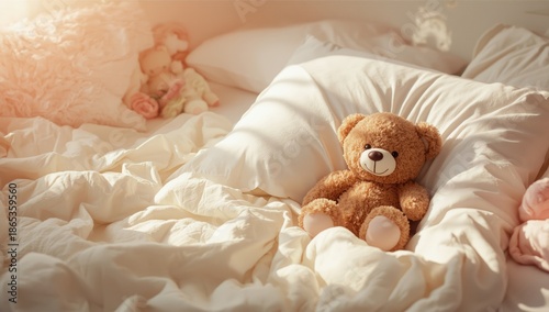 Plush teddy bear placed on ...