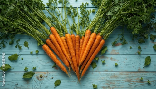 Baby carrots and leafy gree...