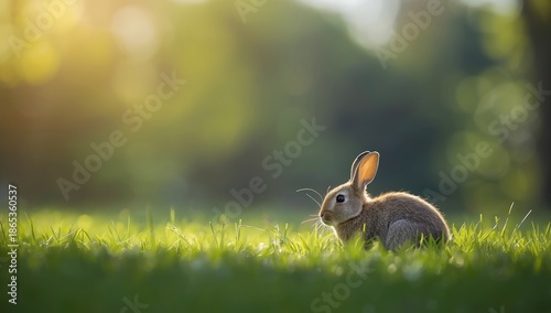Field rabbit grazing on gra...