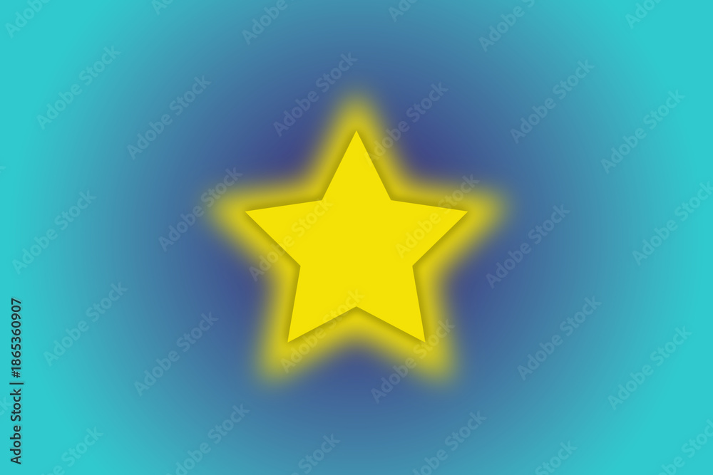 Fototapeta premium A single yellow star and shadow on a blue-violet gradient background, a minimalist symbol of award, victory