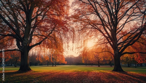 Vibrant leaves in a park se...