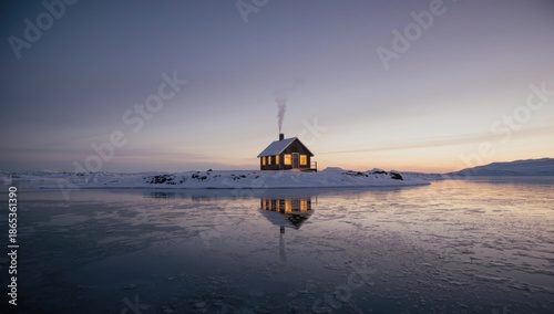 Snow-covered lodge near the...