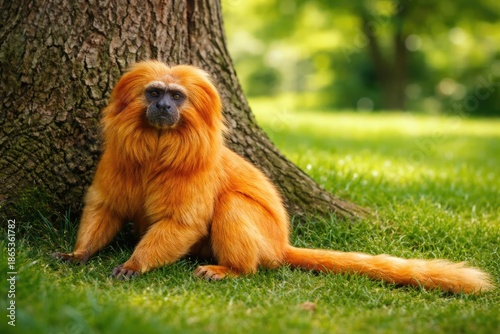 Relaxed pet golden lion tam...