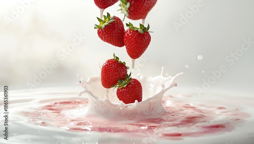 Yogurt and milk splashing o...