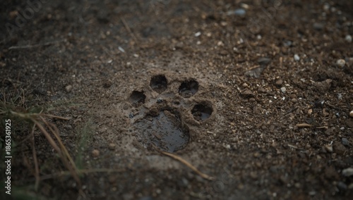 Wild animal track imprint o...