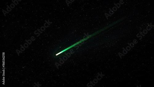 A vivid green comet travers...