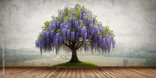 Big wisteria wall adorned w...