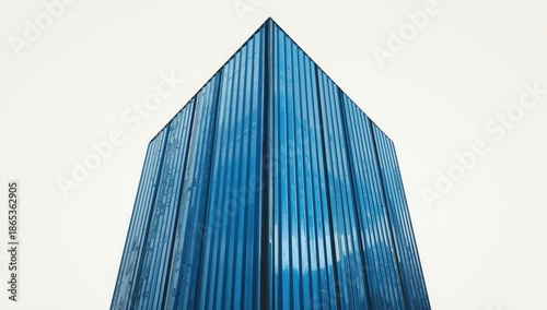 Shiny blue aluminum exterio...