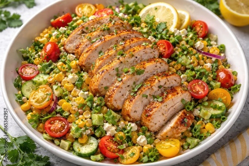 Lemon vinaigrette coated ch...