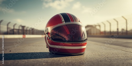 Racing helmet set on a surf...