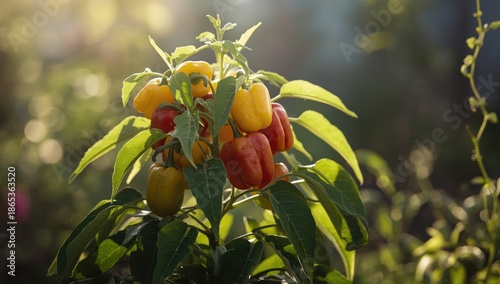 Ripening sweet peppers on a...