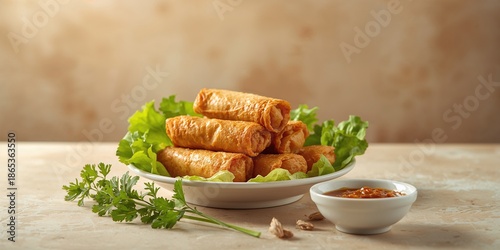 Spring rolls deep-fried for...