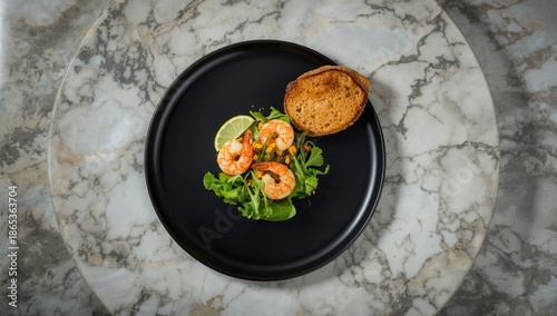 Seafood dish featuring shri...