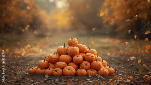 Collection of pumpkins stac...