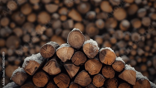 Seasoned logs arranged for ...