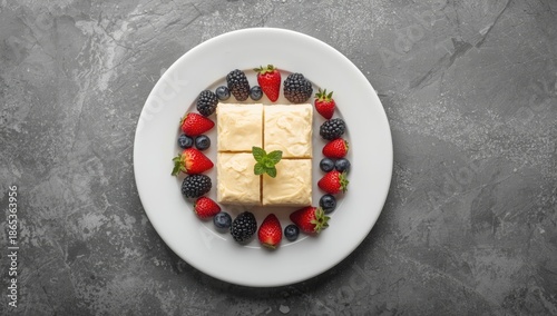 Cheesecake squares topped w...