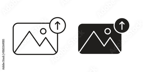 Upload photo icons symbol. Simple, flat design for web or mobile app
