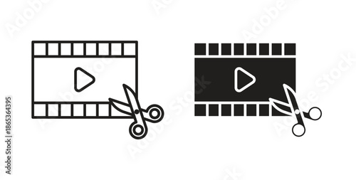 Video editing icons symbol. Simple, flat design for web or mobile app