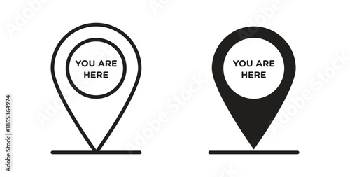 You are Here Pointer icons symbol. Simple, flat design for web or mobile app