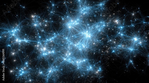 Wallpaper Mural Luminous cosmic filaments connect bright stellar structures against deep black space Torontodigital.ca