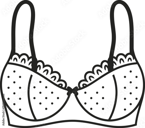 Elegant lace-trimmed bra illustration isolated on white background, Vector, illustration