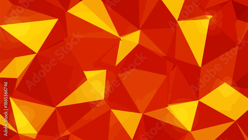 Vibrant red and yellow geometric pattern with dynamic triangles