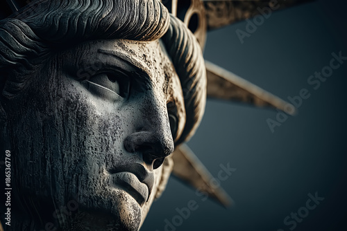 Freedom Liberty Statue of Liberty Democracy Patriotism Iconic American Symbol Representing Hope and Justice on Dark Background, Copy Space