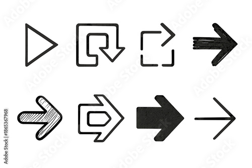 Media controls silhouette icon set. featuring play, reload, repeat, forward, and next symbols